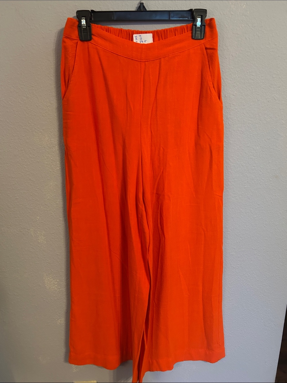 Unbranded Women Wide-Leg Pull-On Pants in Bright Orange Size Small